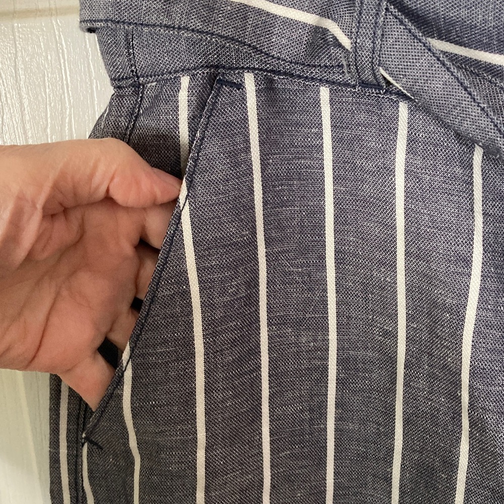 Joie Charcoal & White Striped Wide Leg Trousers - Picture 6 of 8